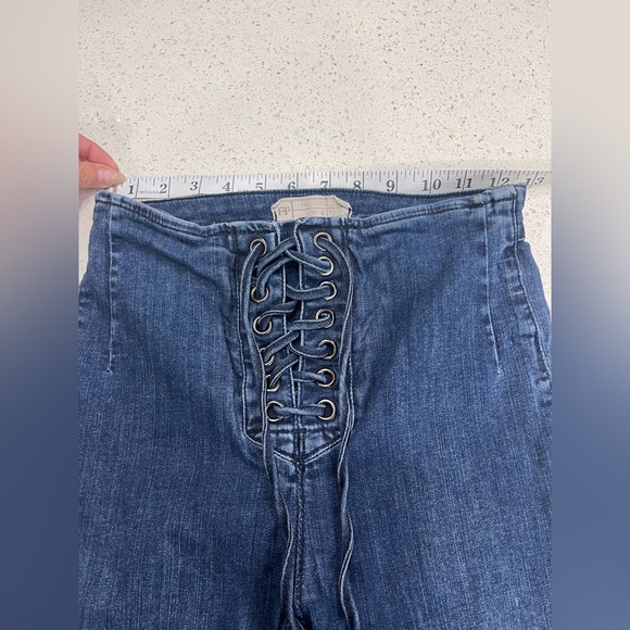 Free People High Rise Lace Up Jeans - Picture 3 of 5